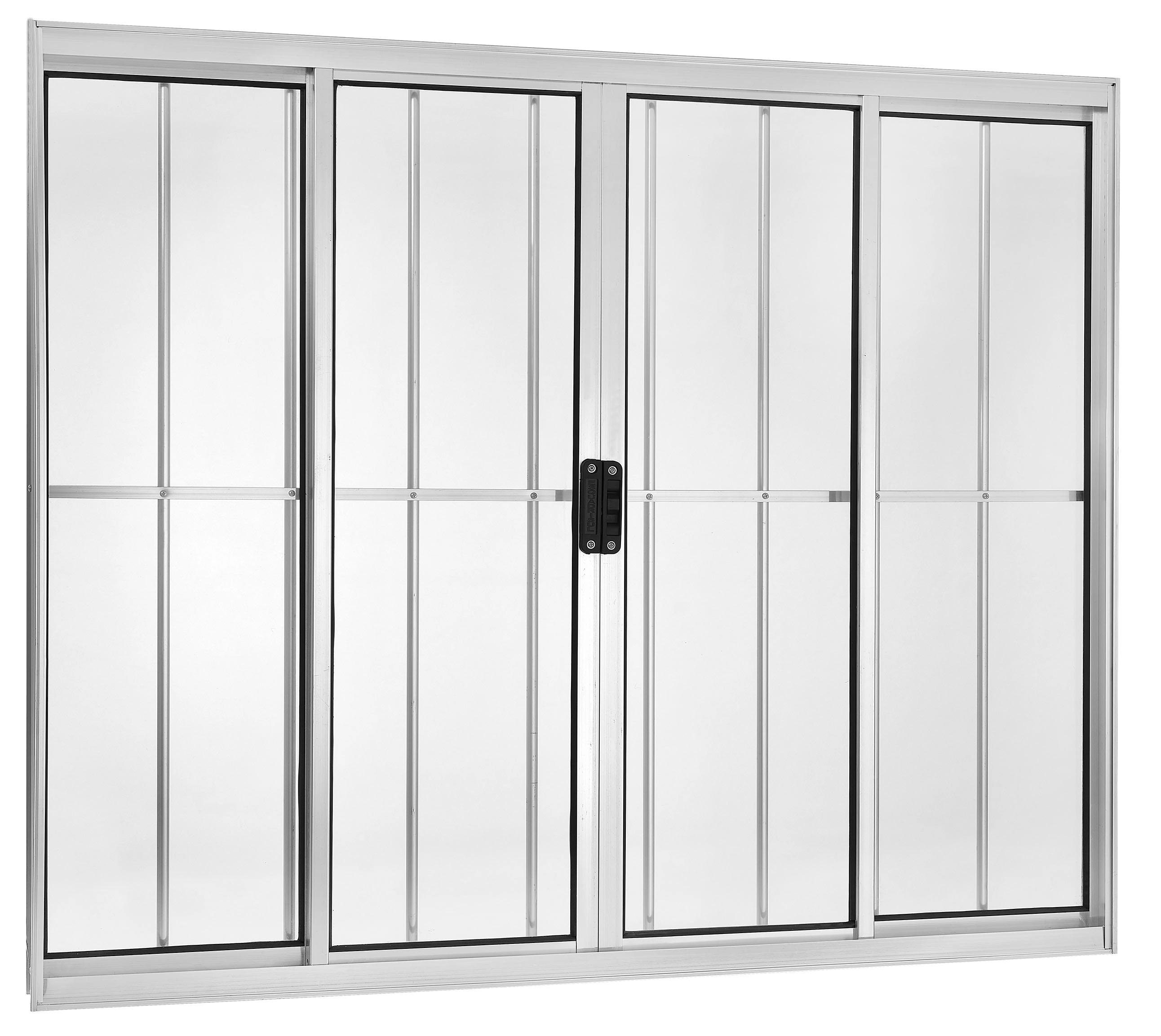 Vitrô 4 Folhas De Correr Aluminio Brilhante Com Grade 1.00x1.00