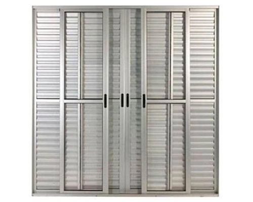 Porta Balcao 6 Folhas Aluminio Brilhante C/fechadura 2.10x2.00