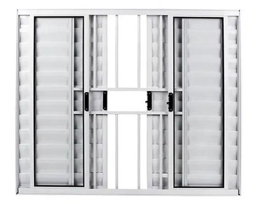 Veneziana 6 Folhas Aluminio Branco Com Grade 1.00x1.50