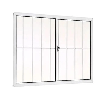 Vitrô 2 Folhas Aluminio Branco Com Grade 1.00x1.20