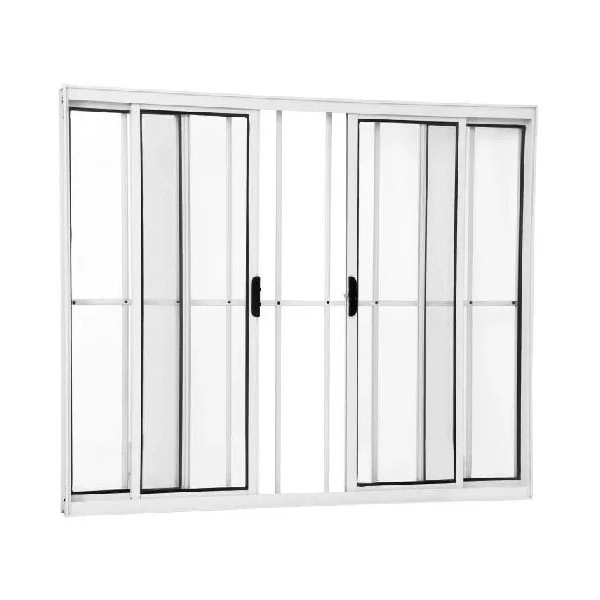Vitrô 4 Folhas De Correr Aluminio Branco Com Grade 1.00x1.00
