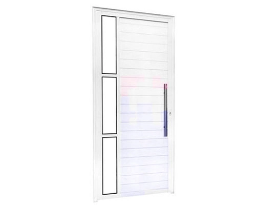 Porta Lambril Vision Aluminio Branco C/ Puxador 2.10x0.80 Lado Direito