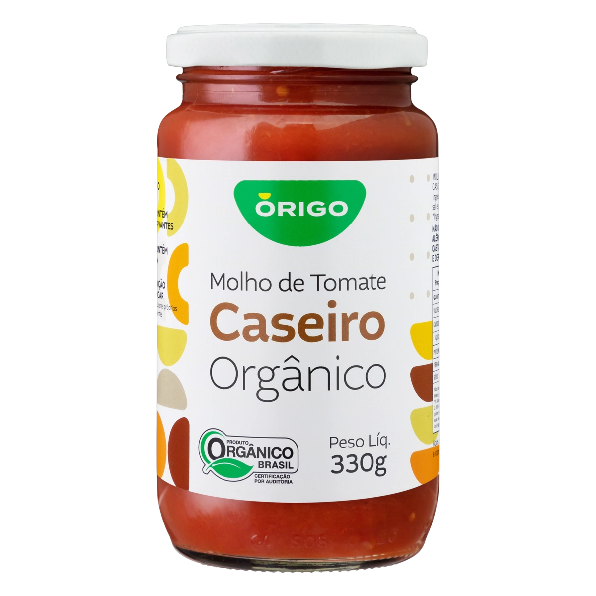 Molho De Tomate Orgânico Caseiro órigo Vidro 330g