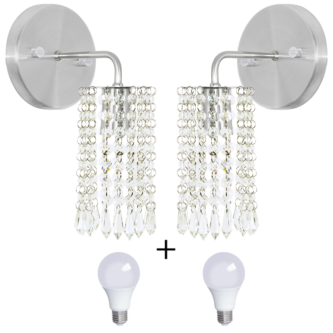 Kit 2 Arandelas De Cristal Acrilico Clearcrillic Redonda + L