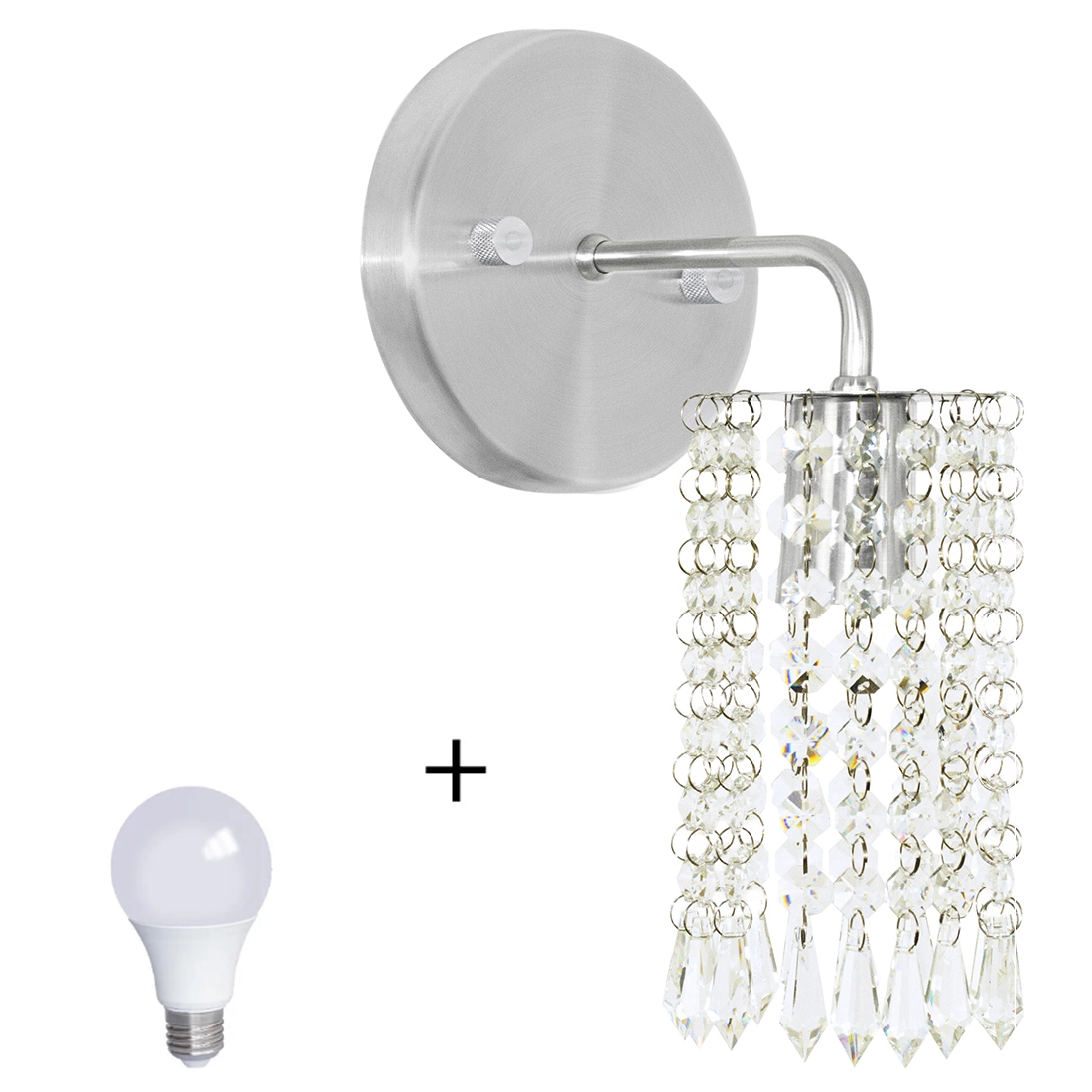 Arandela De Cristal Acrilico Clearcrillic Redonda + Lampada