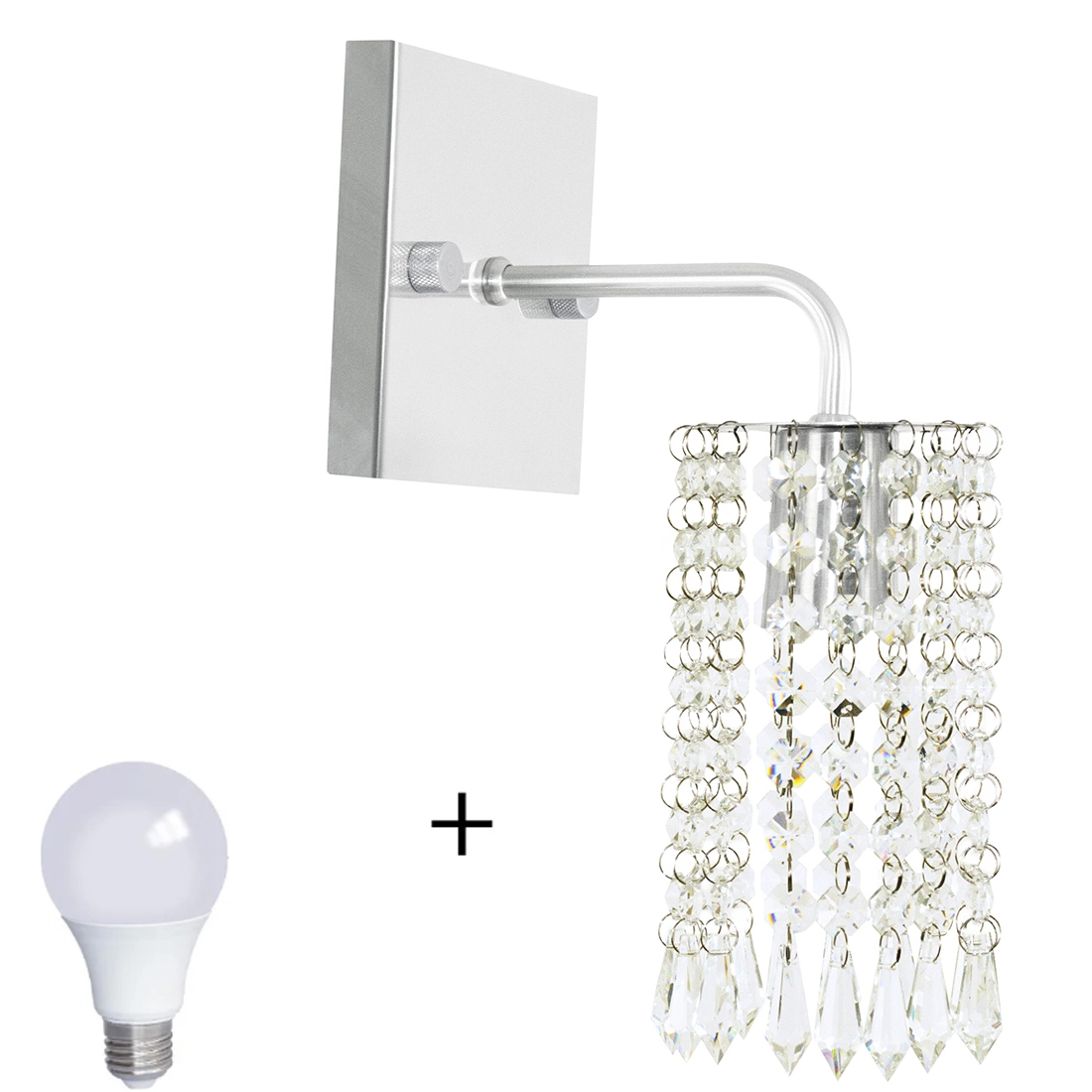 Arandela De Cristal Acrilico Clearcrillic Quadrada + Lampada
