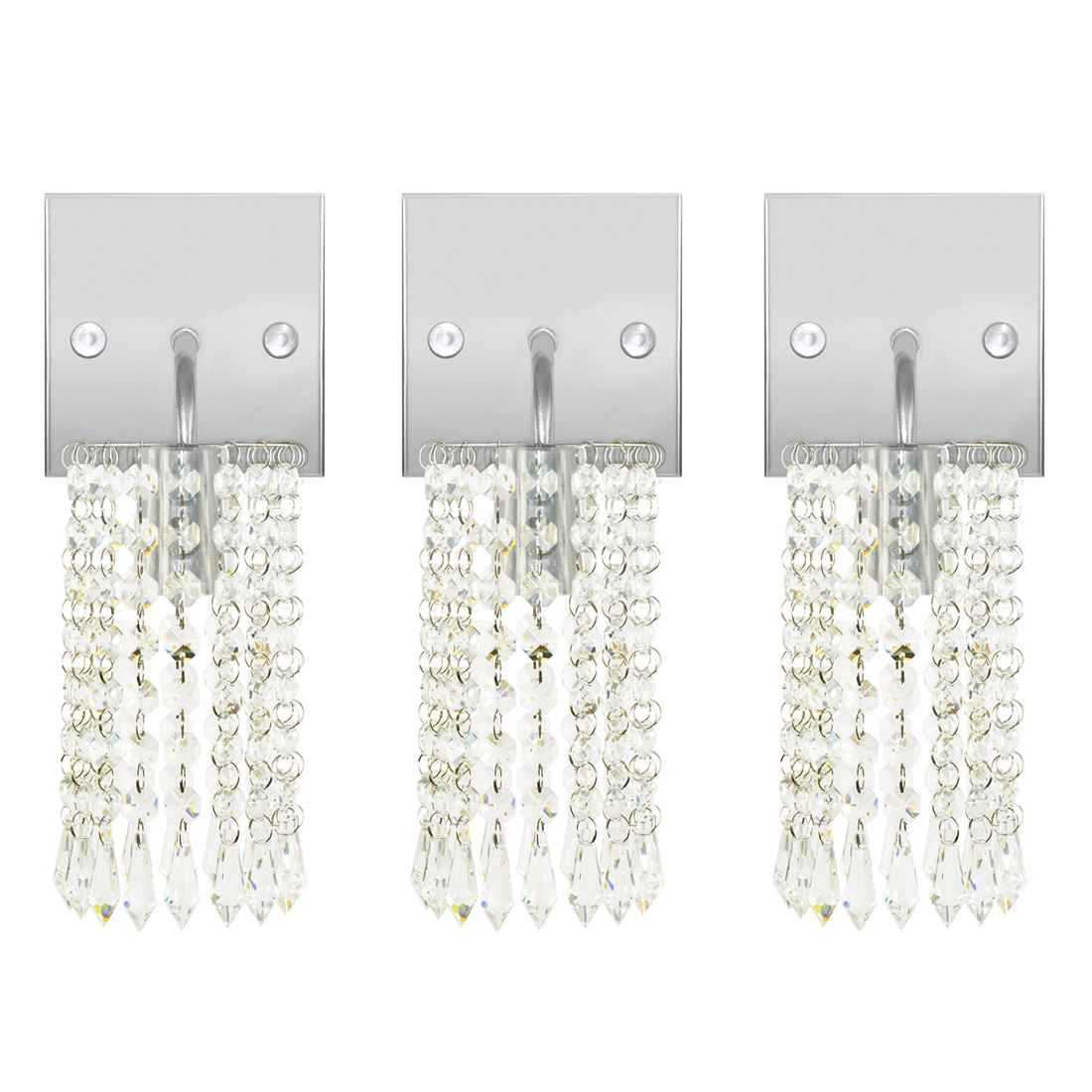 Kit 3 Arandelas De Cristal Acrilico Clearcrillic Quadrada!