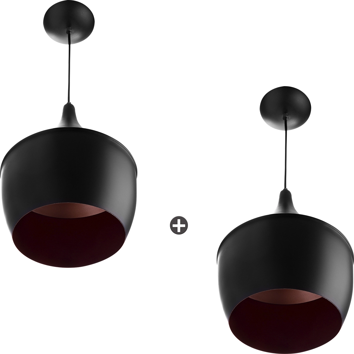 Kit 2 Pendentes Gourmet Balão 32x25cm Em Aluminio Preto Magn