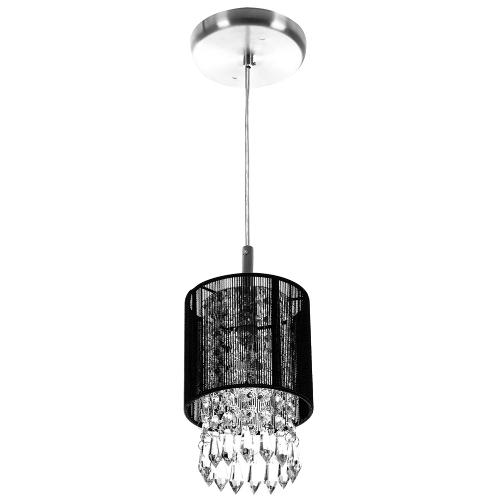 Pendente De Cupula Redondo Clearfio Cristal Acrílico Preto