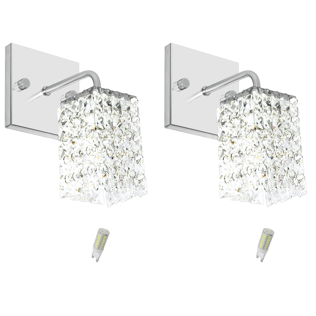 2 X Arandela De Cristal Legitimo Clearwall Com Lâmpadas 3000