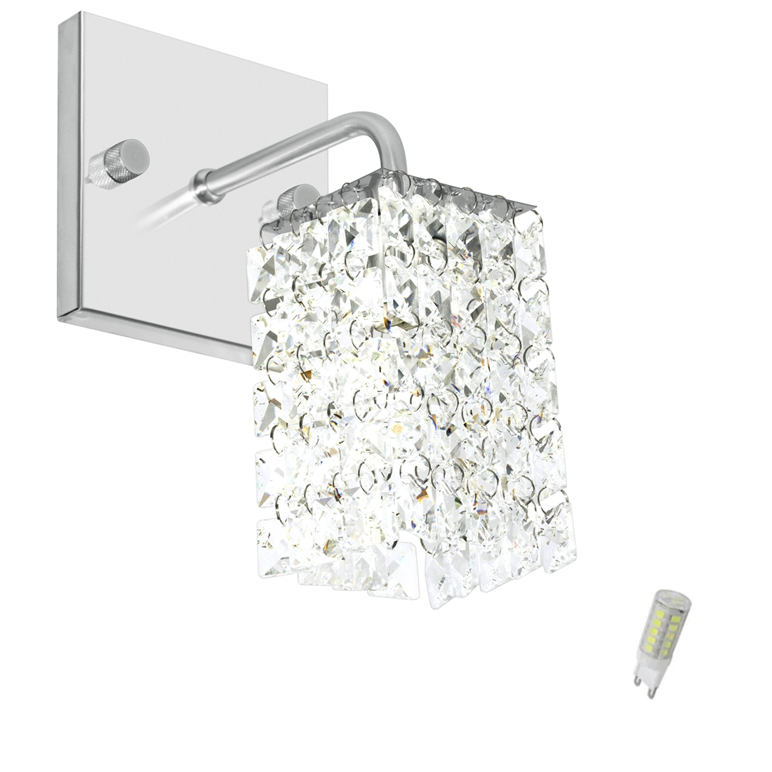 Arandela De Cristal Legitimo Clearwall Com Lâmpada 3000k (br