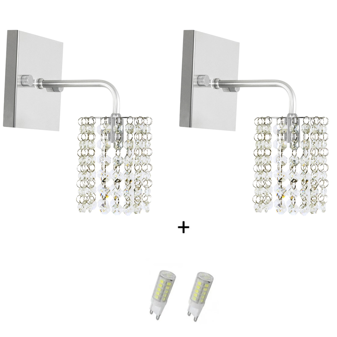 2x Arandelas Cristal Leg. Clearcast + Lâmpadas 3000k Amarela