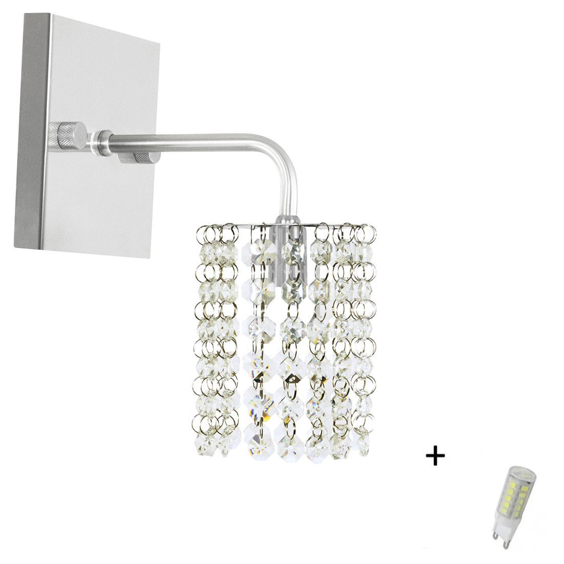 Arandela De Cristal Legitimo Clearcast Com Lâmpadas 6000k (b