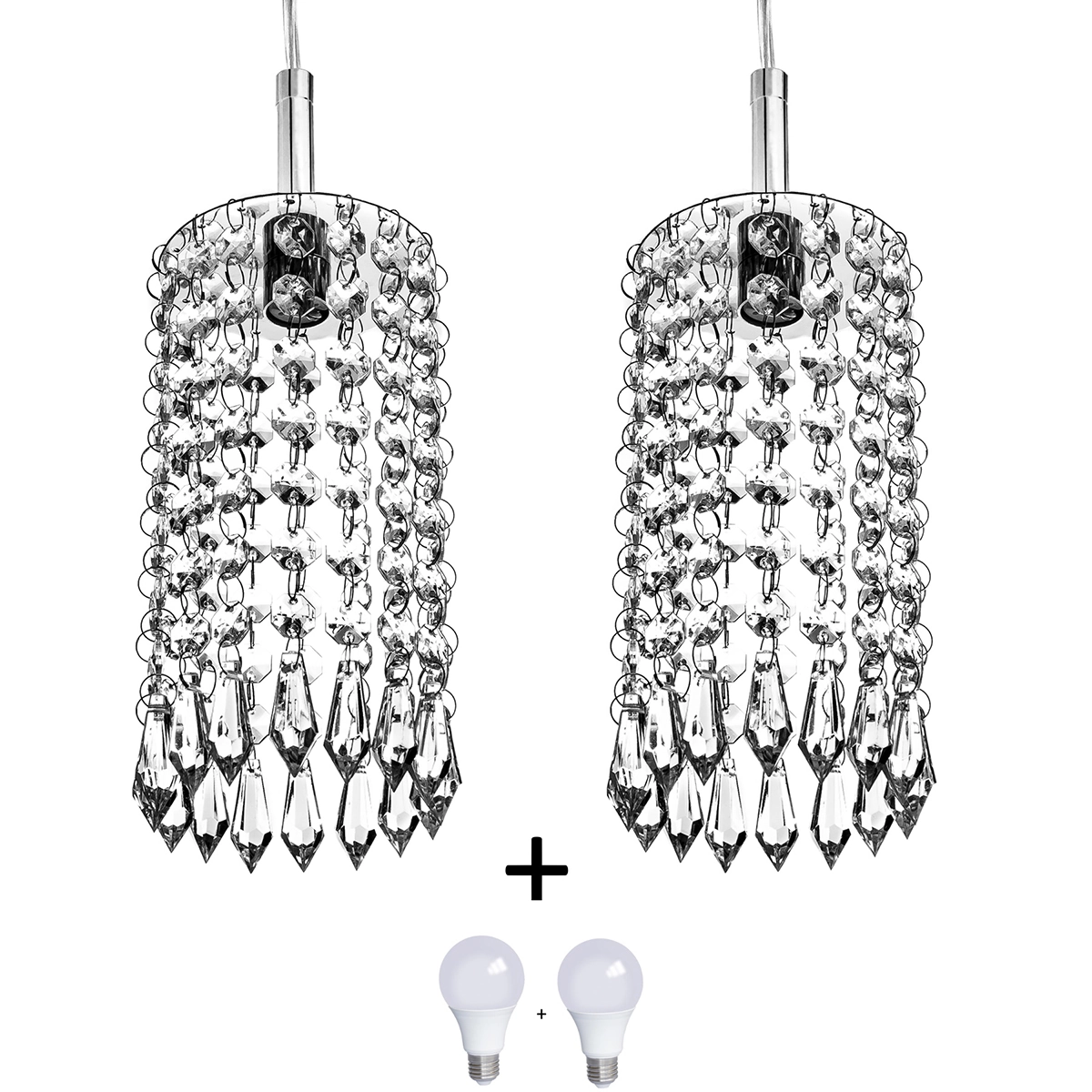 Kit 2 Pendente De Cristal Acrilico Redondo Clearcrillic Com