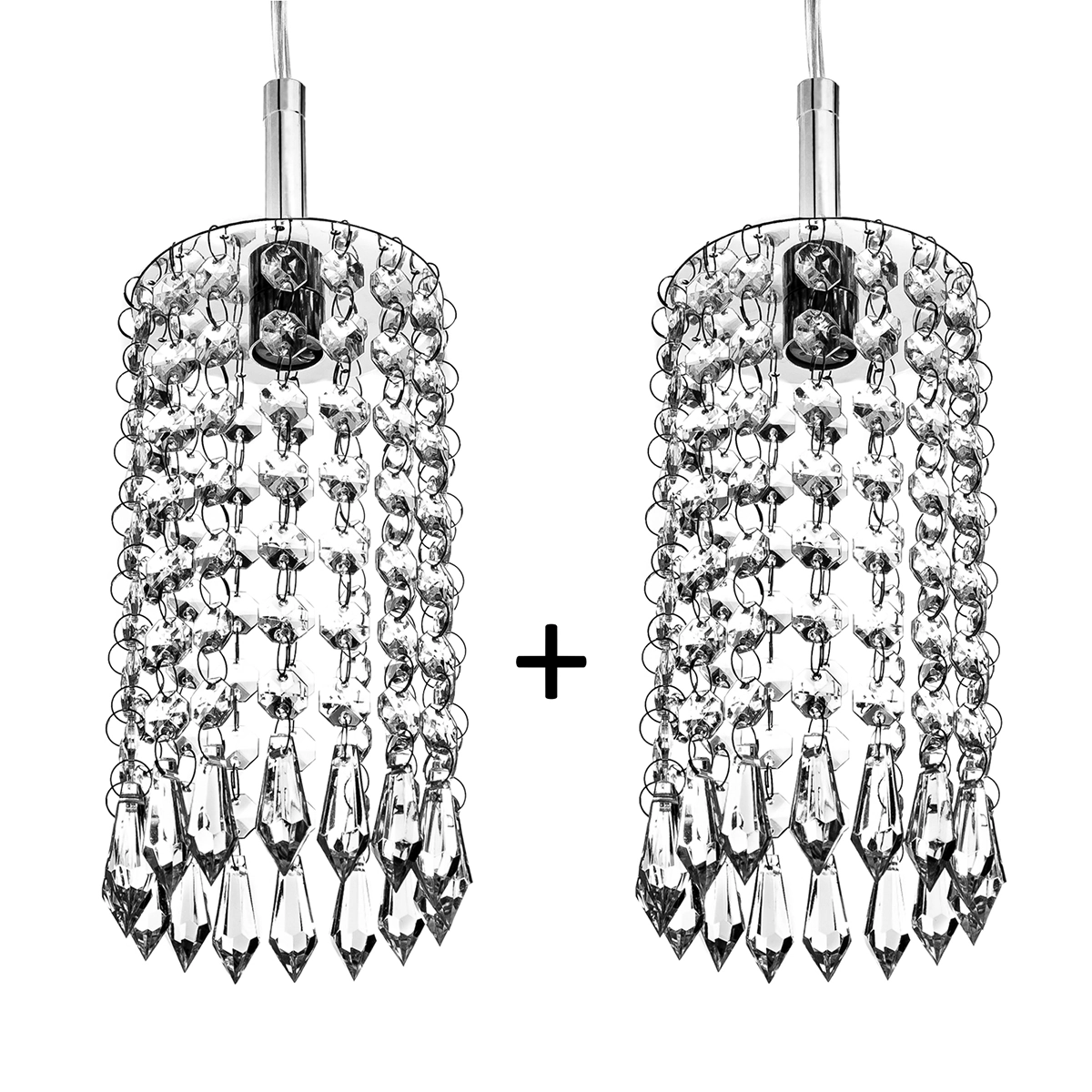 Kit 2 Pendente De Cristal Acrilico Redondo Clearcrillic