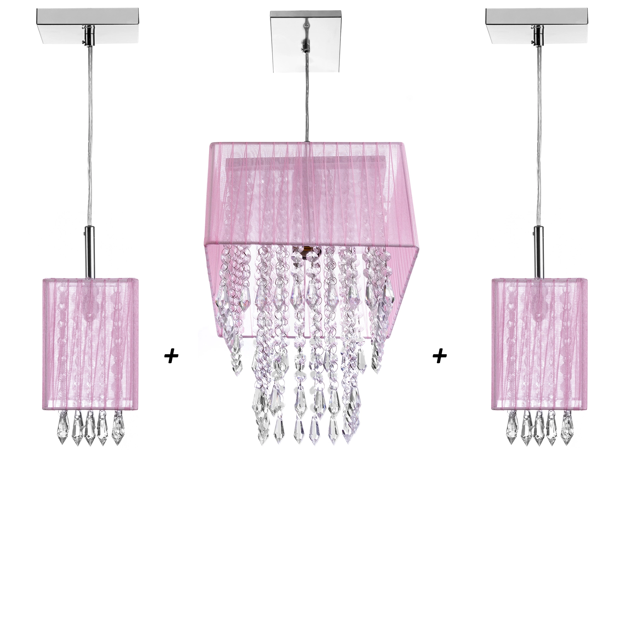 Kit 2 Pendente Clearganza + Pendente Marry Organza Rosa