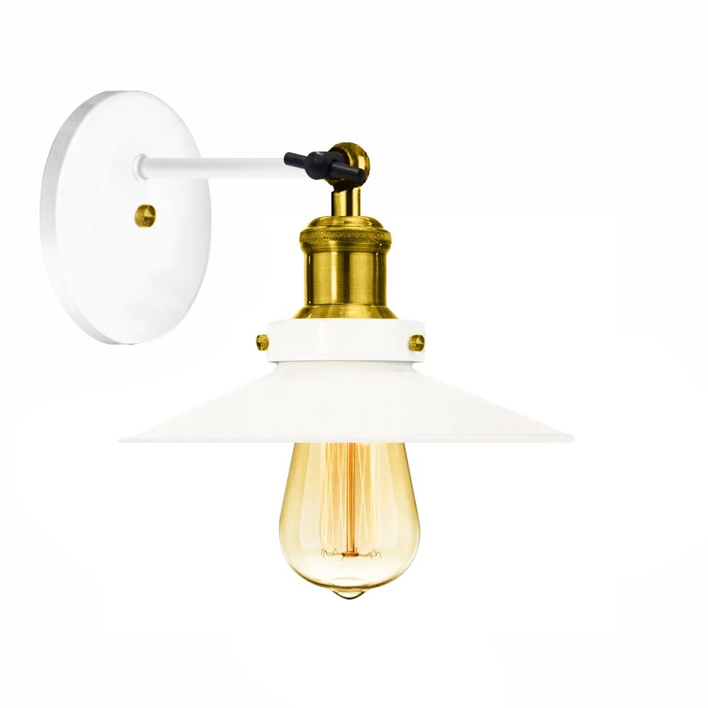 Arandela Industrial Vintage Retro Nordic Branco Com Dourado