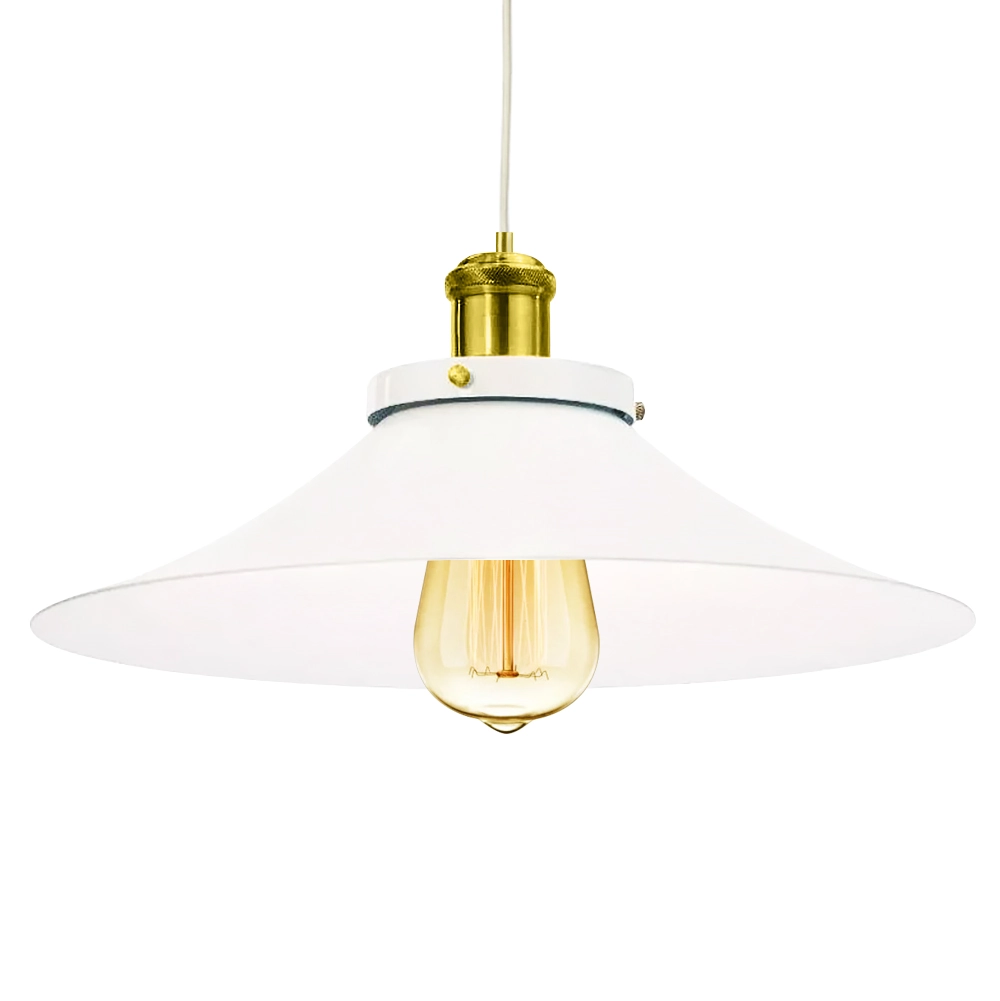Pendente Nordic Industrial 38 Cm Vintage Branco Com Dourado