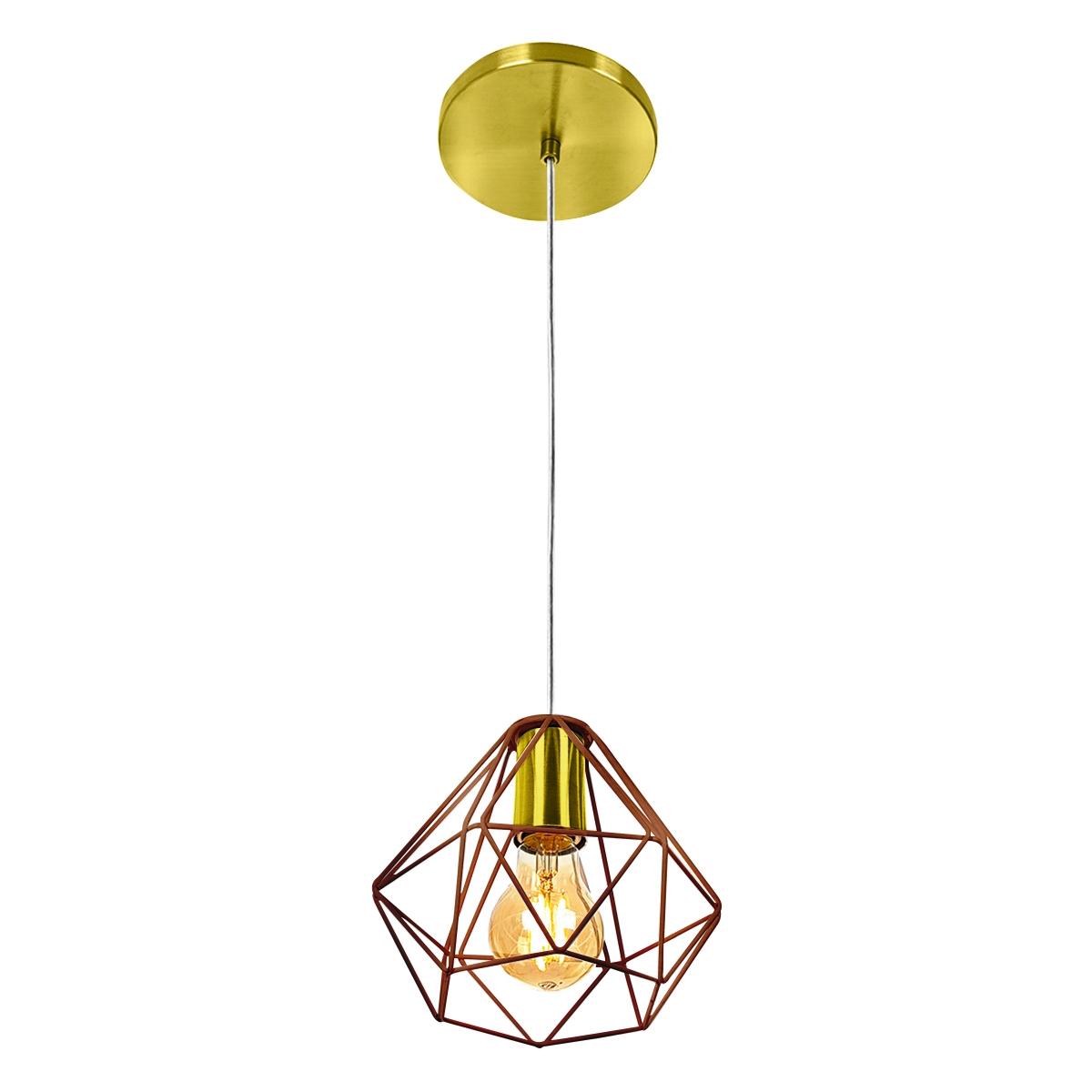 Pendente Diamante Aramado Cobre Com Dourado Esplêndido