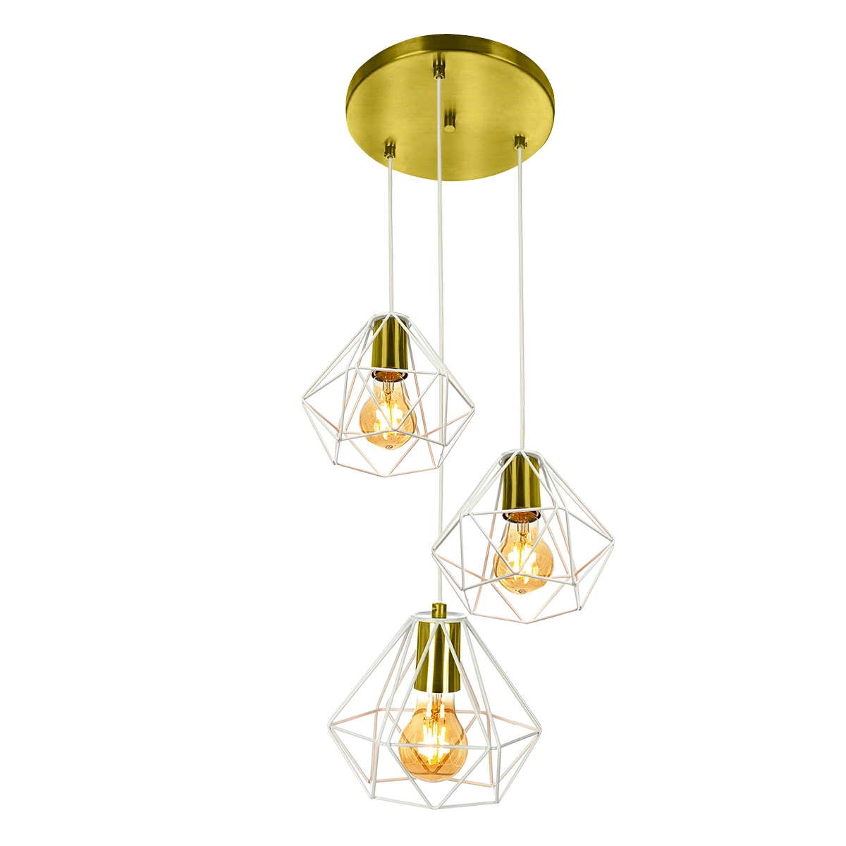Pendente Diamante Aramado Triplo Branco/dourado Esplêndido