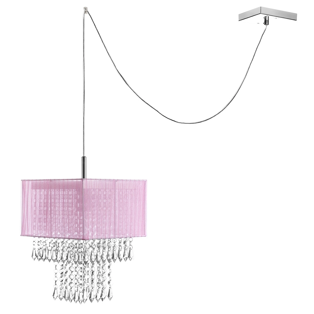 Pendente Cupula Cristal Acr Marrycrilic Rosa Com Deslocador