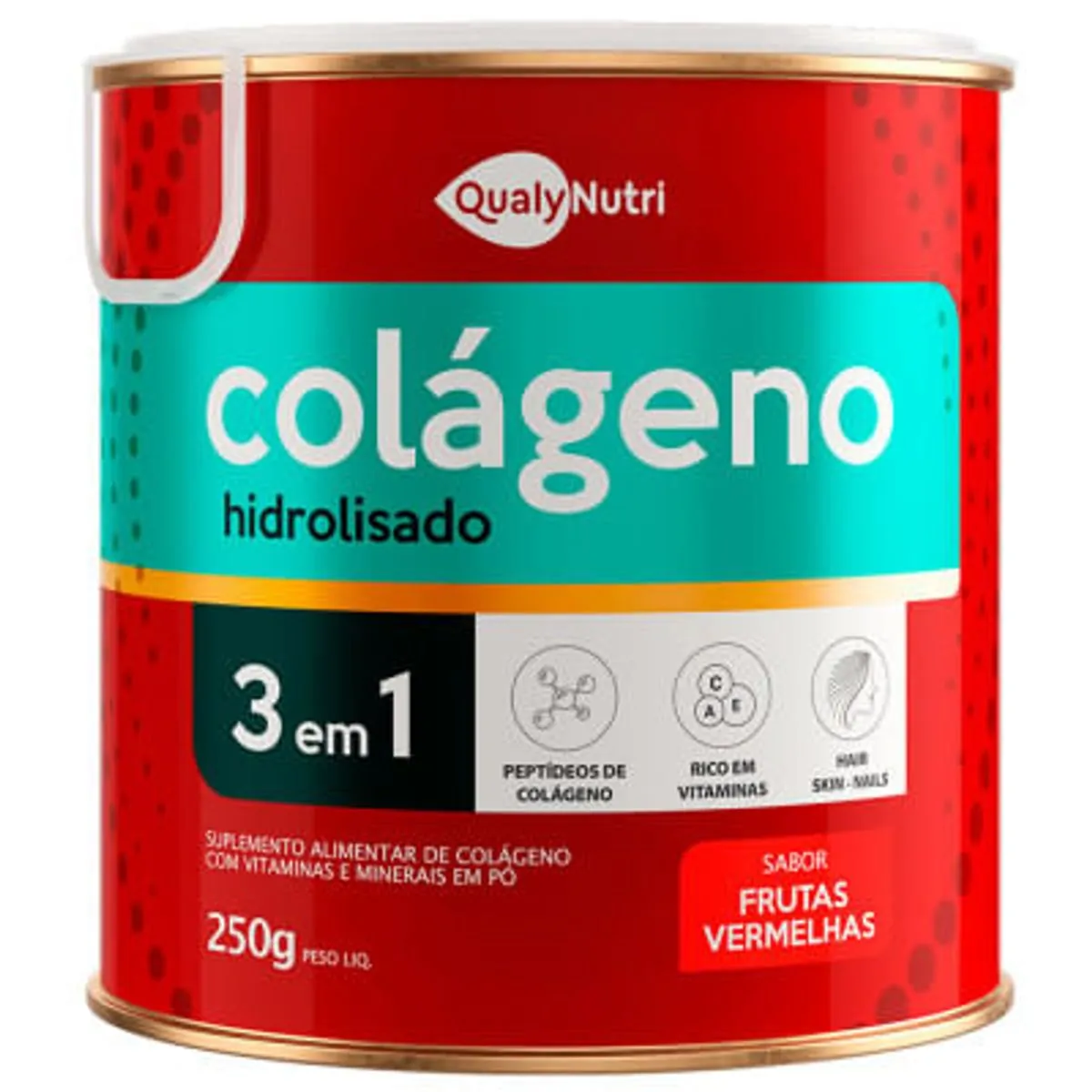 Colágeno Hidrolisado 3 em 1 Frutas Vermelhas Qualy Nutri 250g