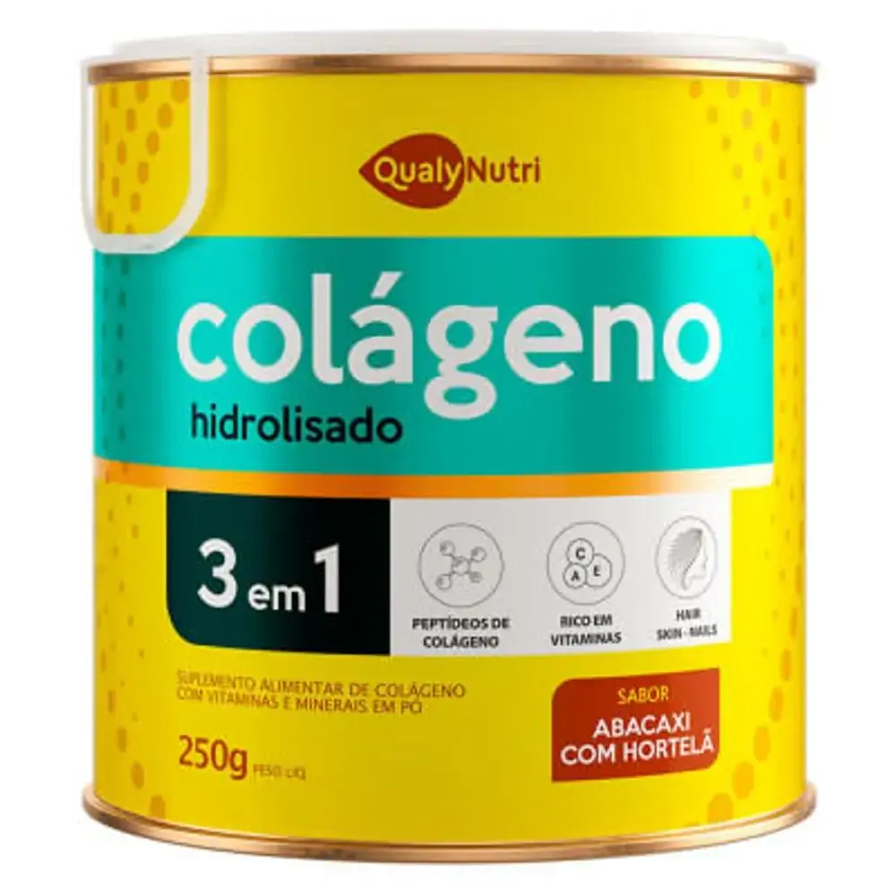 Colágeno Hidrolisado 3 em 1 Abacaxi Hortelã Qualy Nutri 250g