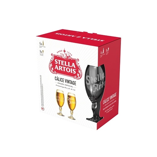 Kit Cerveja Stella Artois Cálice Vintage - 4 Unidades de 275ml com 1 Cálice