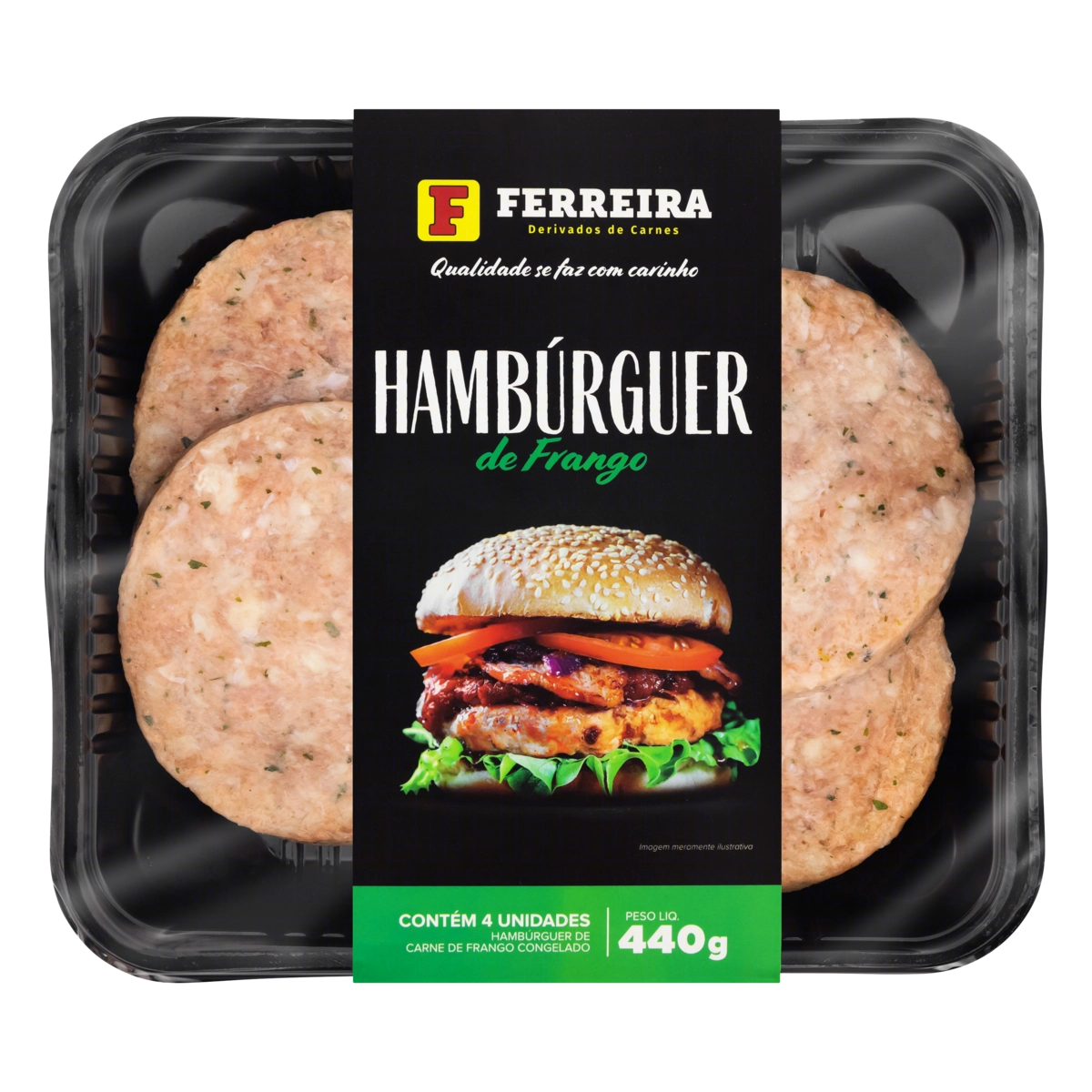 Hambúrguer De Frango Ferreira Bandeja 440g 4 Unidades