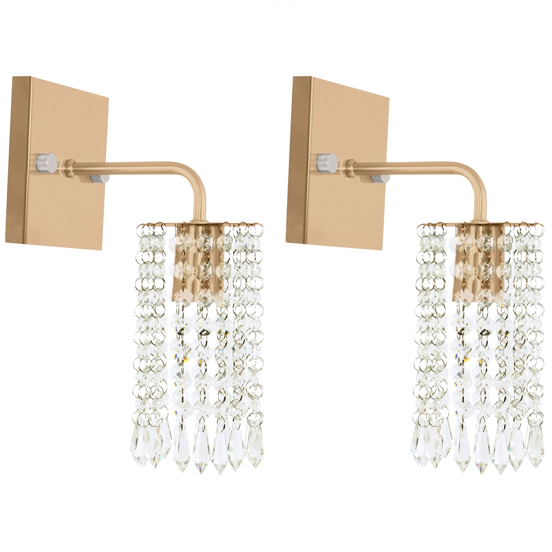 Kit 2 Arandelas Cristal Acrilico Clearcrillic Quadrada Cobre