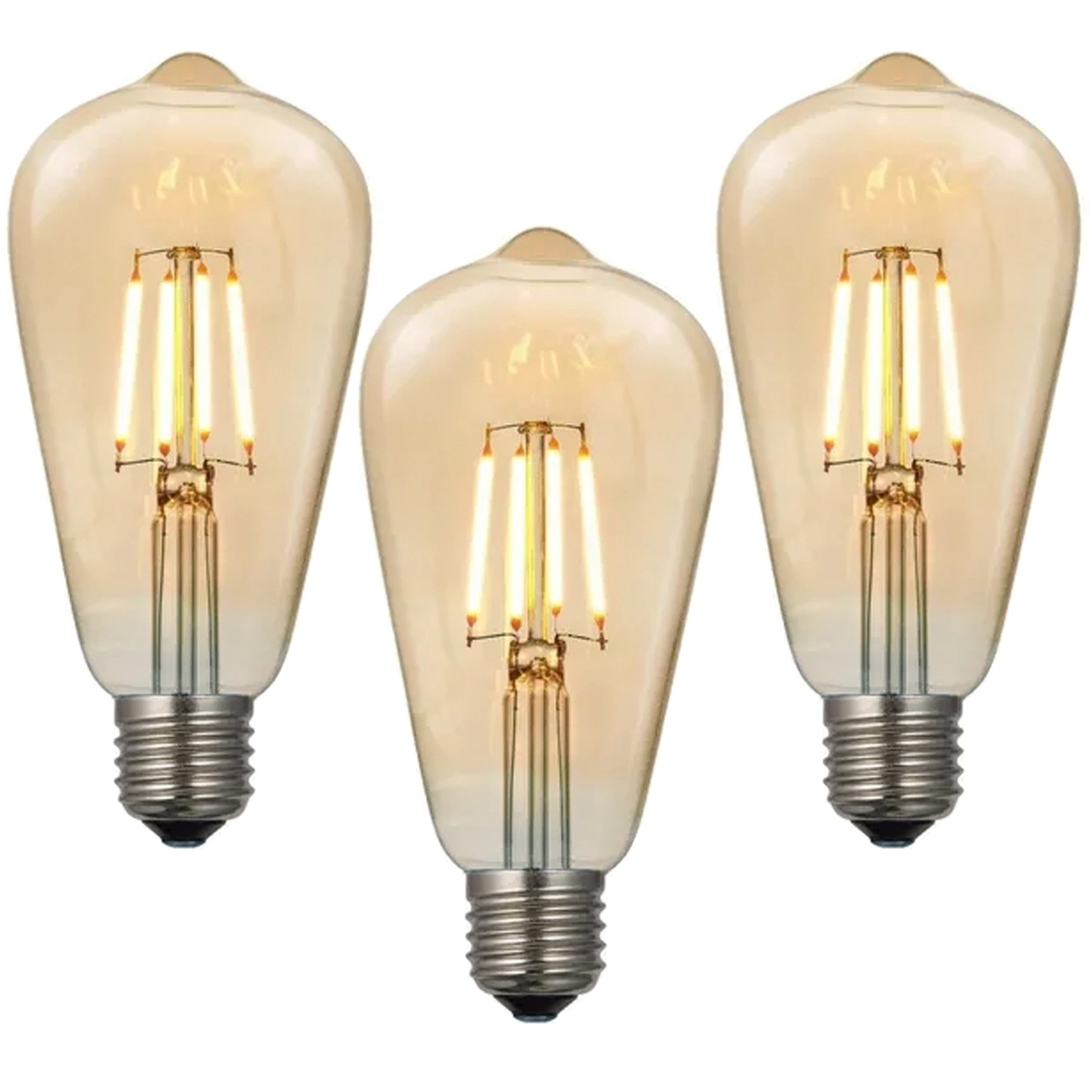 Kit 3 Lâmpadas Filamento Led Vintage St64 - Bivolt