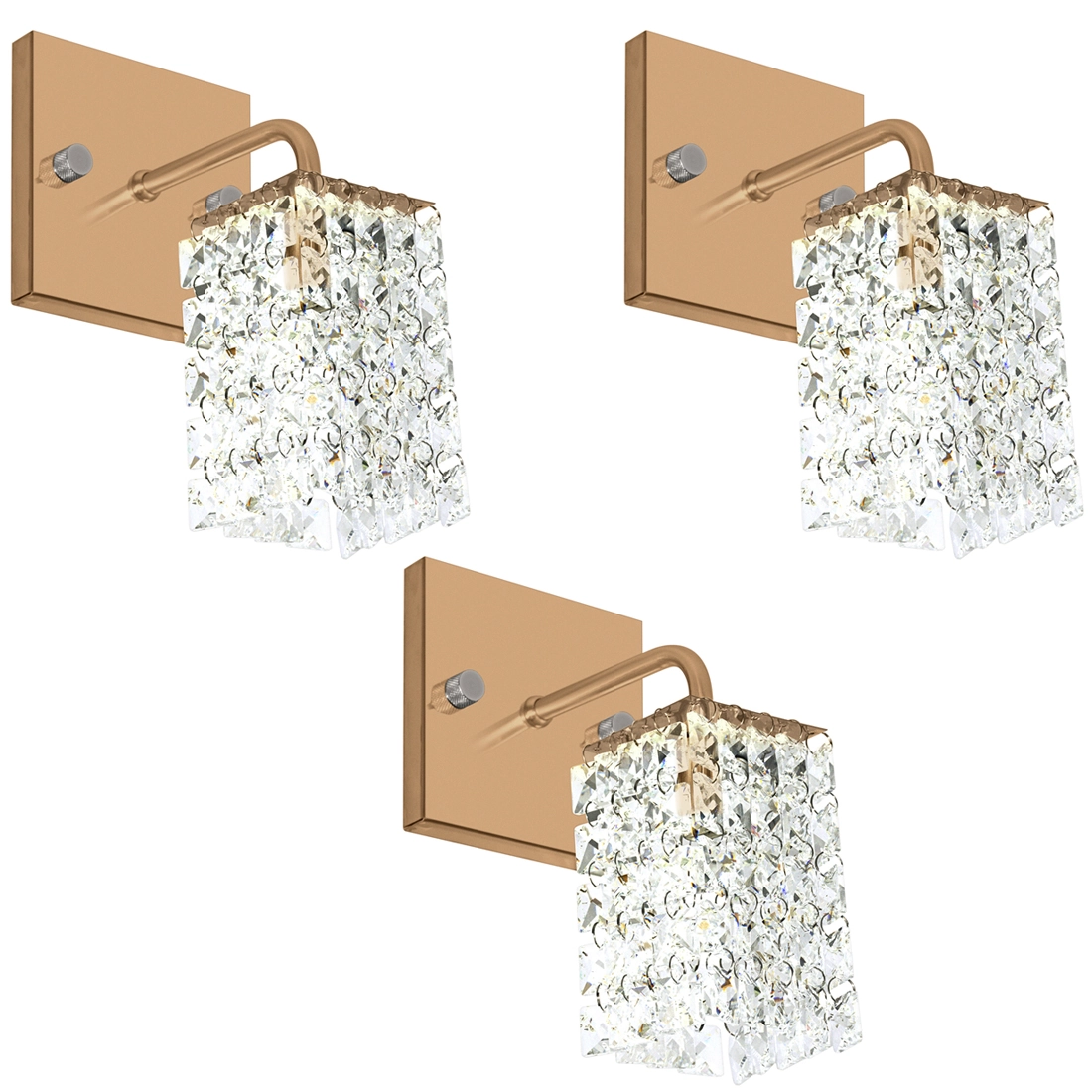 Kit 3 Arandelas De Cristal Legitimo Clearwall Cobre