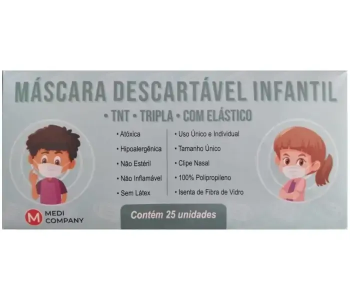 Mascara Descartavel Infantil Rosa C/25un.