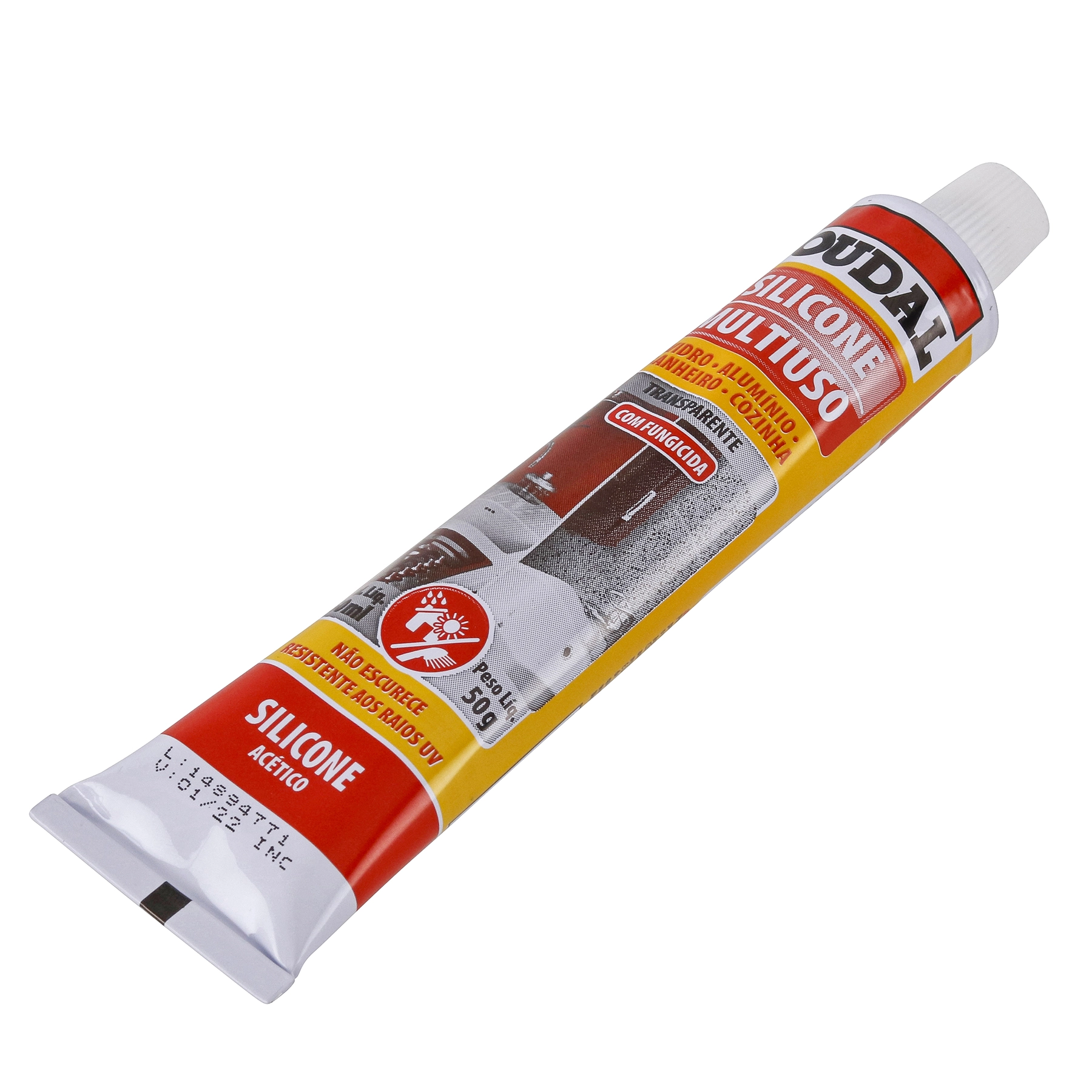 Silicone Acético para Banheiro, Box, Pia e Cozinha Transparente Bisnaga 50g Soudal