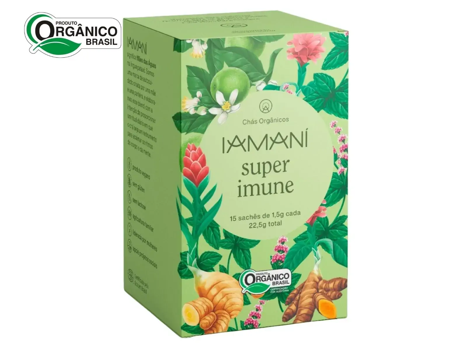 Chá Iamaní Saúde Perfeita Funcional Cúrcuma Gengibre Orgân