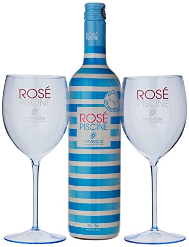 Kit Vinho Rosé Piscine Copacabana 750ml + 2 Taças Acrílico