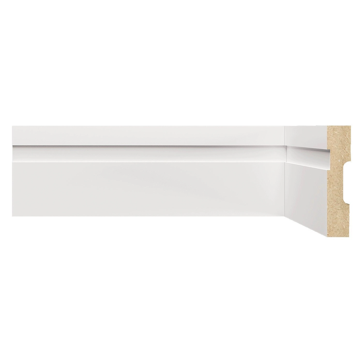 Kit Rodapé De Mdf 7cmx15mmx1,80m 10 Barras Com Friso 702 Branco Frisado