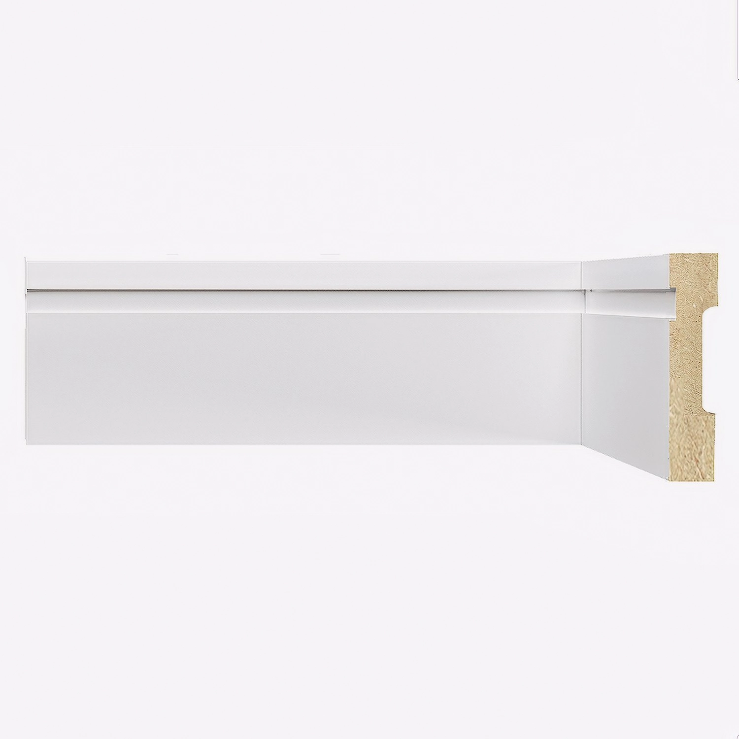 Kit Rodapé De Mdf 8cmx15mmx2,40m 10 Barras Com Friso 802 Branco