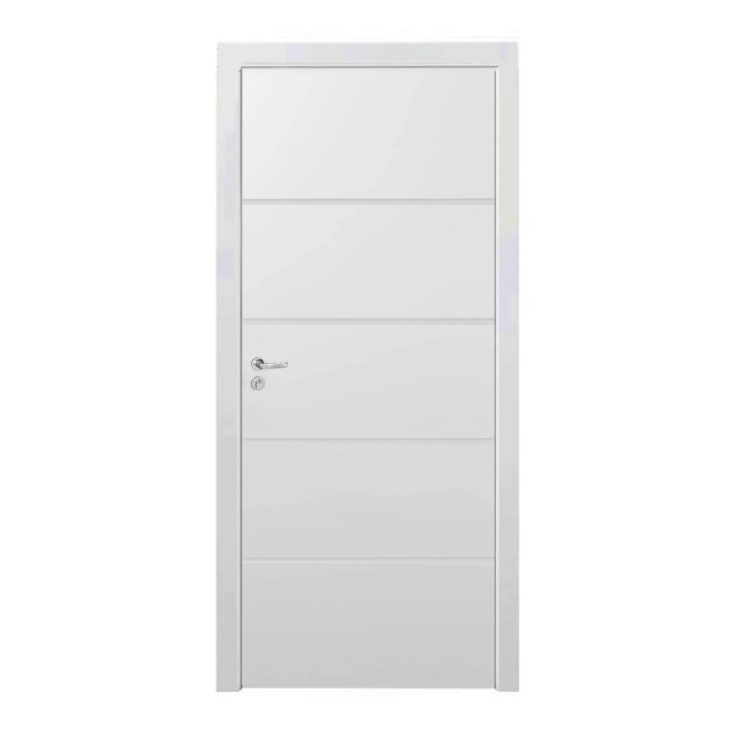 Kit Porta De Madeira 210x90cm Frisada Laqueada Moldufama Abertura Direita Branco