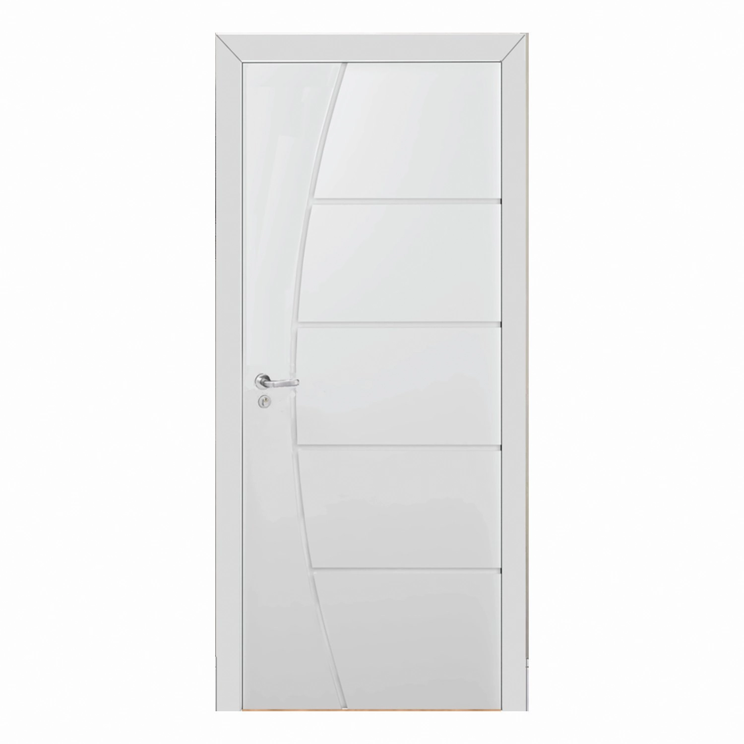 Kit Porta De Madeira 210x90cm Frisada Laqueada Moldufama Abertura Esquerda Branco