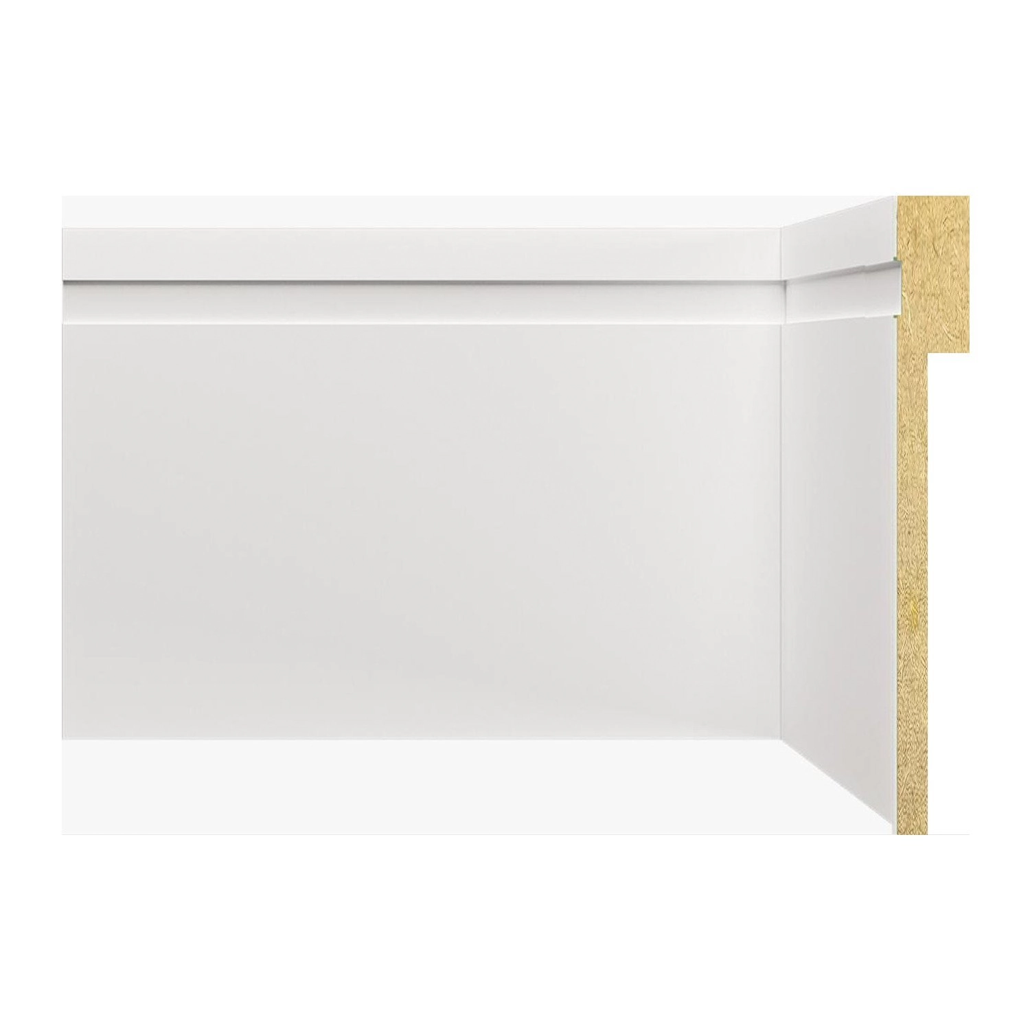 Rodapé De Mdf 12cmx18mmx2,40m Barra De Sobrepor Com Friso 1202  Branco Frisado
