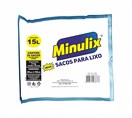 Sacos De Lixo Em Almofadal Reciclado Cor Azul 15 Litros, Minulix, Azul