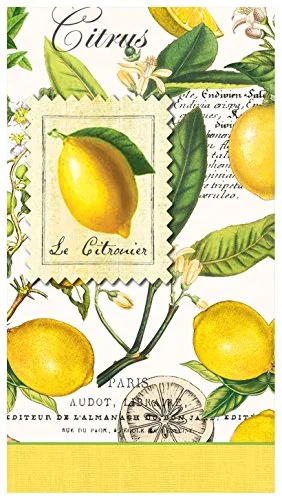 Michel Design Works Lemons Hostess Napkins, 16 Count