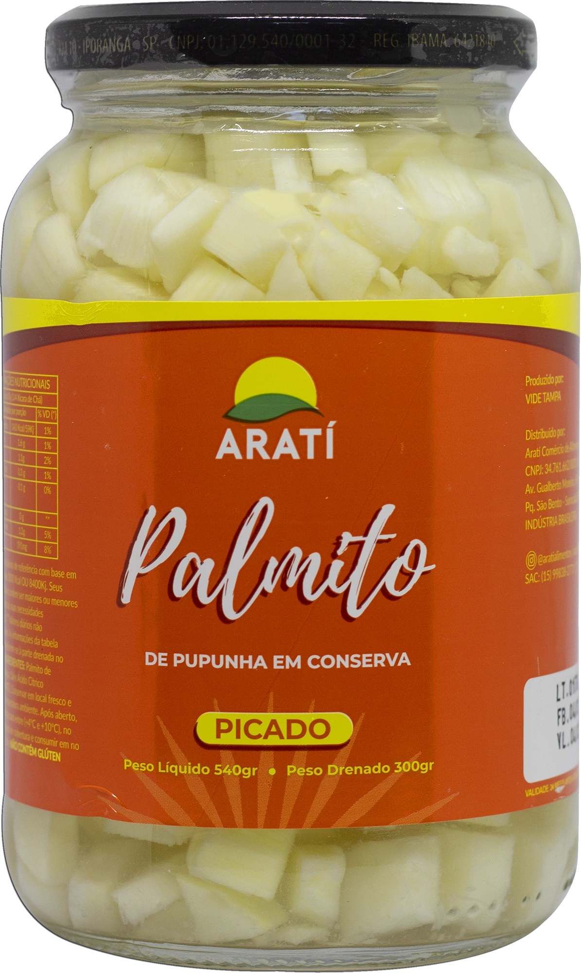 Palmito Pupunha Arati 300g Picado