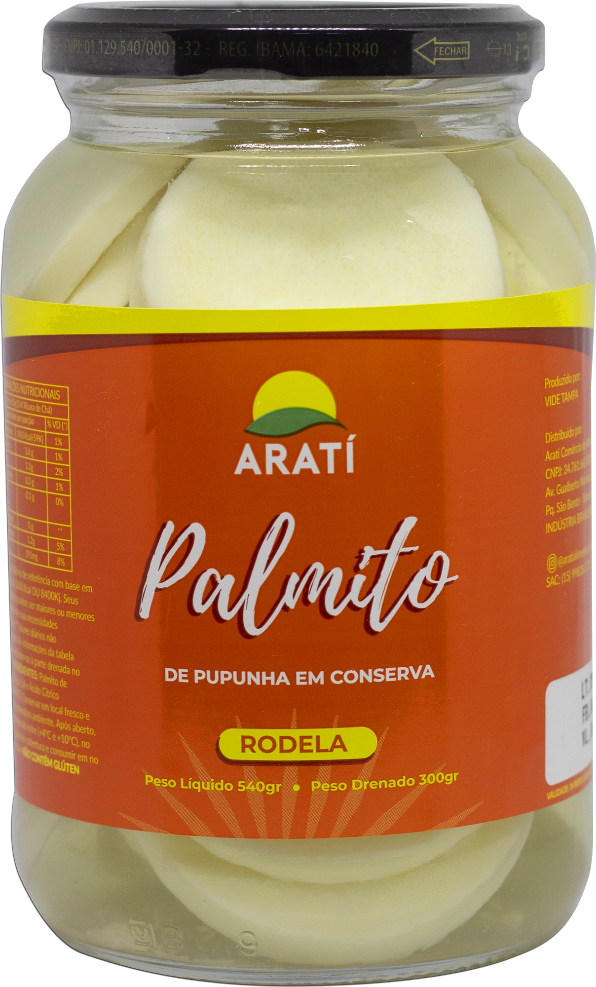 Palmito Pupunha Arati 300g Rodela