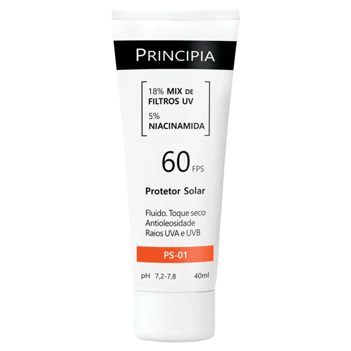 Protetor Solar Fluido Toque Seco Antioleosidade Ps 01 Fps 60 Principia Bisnaga 40ml