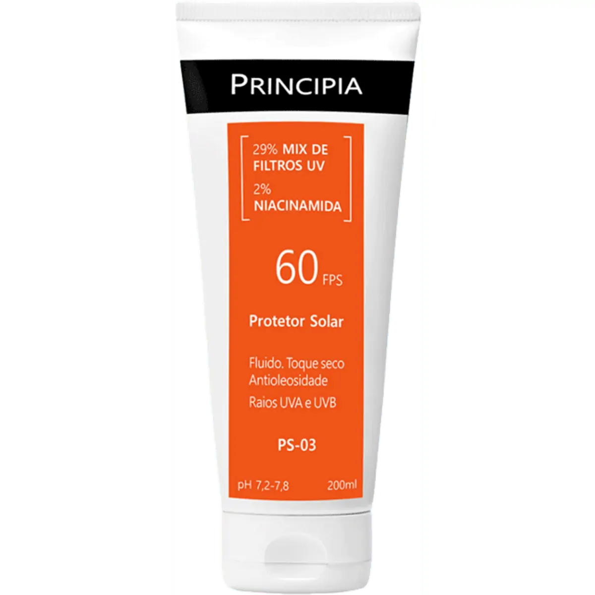 Protetor Solar Fluido Toque Seco Antioleosidade Ps 03 Fps 60 Principia Bisnaga 200ml