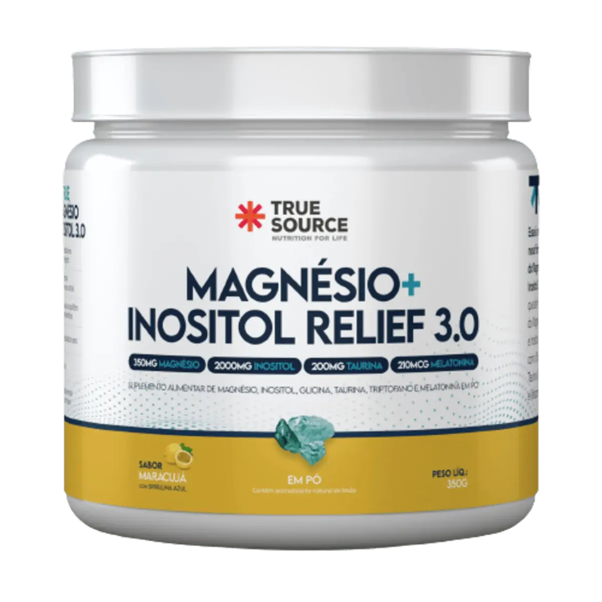 True Magnésio + Inositol Relief 3.0 Maracujá 350g True Source