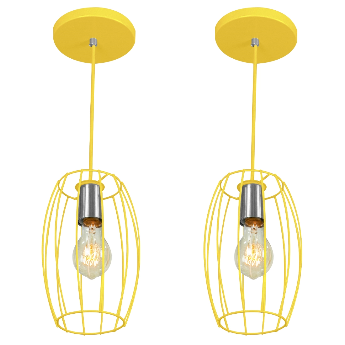 Kit 2 Pendentes Pequim Aramado Amarelo