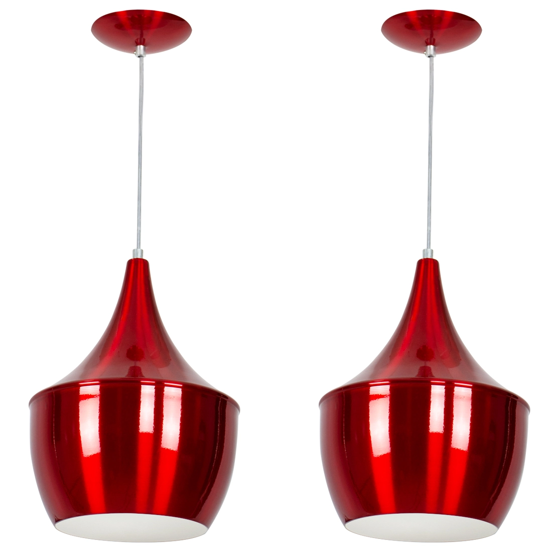 Kit 2 Pendentes Gourmet Balão 32x25cm Cereja Metalico